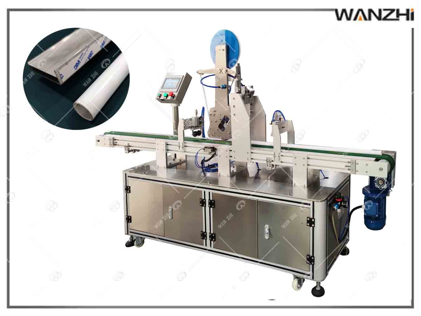 鋁條圓管貼膠機_圓管貼（tiē）雙麵膠機_東莞（wǎn）市草莓视频在线观看18（zhì）自動化科技有限公司